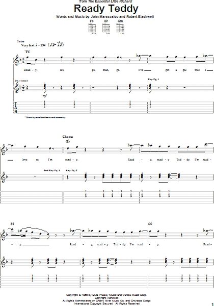 open zoom image for Ready Teddy - Guitar TAB, New, Main