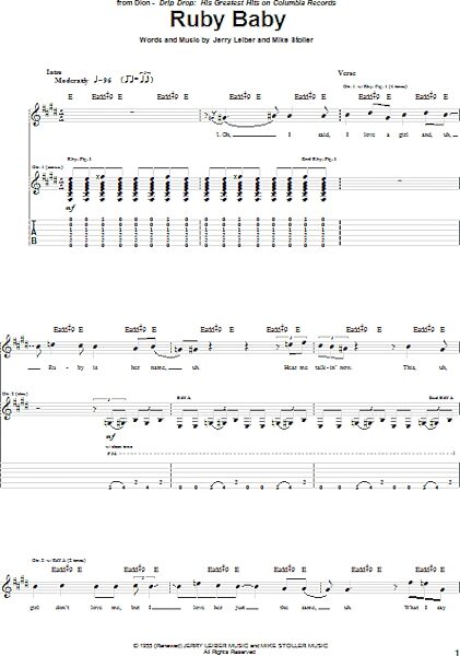 open zoom image for Ruby Baby - Guitar TAB, New, Main