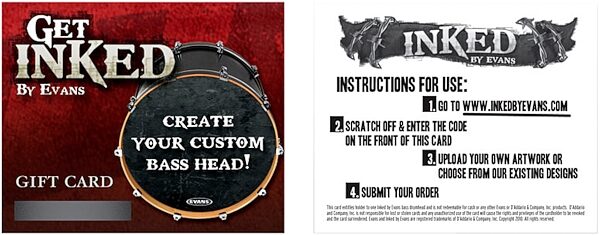 open zoom image for Evans Inked Custom Bass Drumhead Gift Card, Instructions