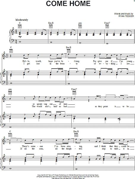 open zoom image for Come Home - Piano/Vocal/Guitar, New, Main
