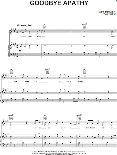 open zoom image for Goodbye Apathy - Piano/Vocal/Guitar, New, Main