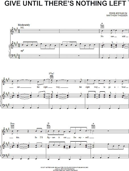 open zoom image for Give Until There's Nothing Left - Piano/Vocal/Guitar, New, Main