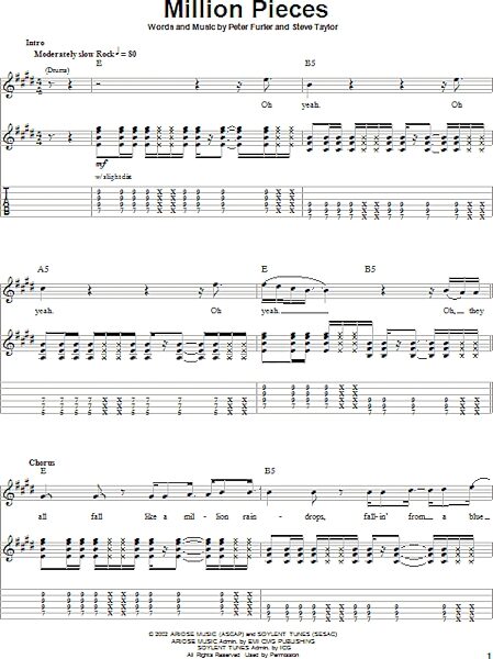 open zoom image for Million Pieces - Guitar Tab Play-Along, New, Main