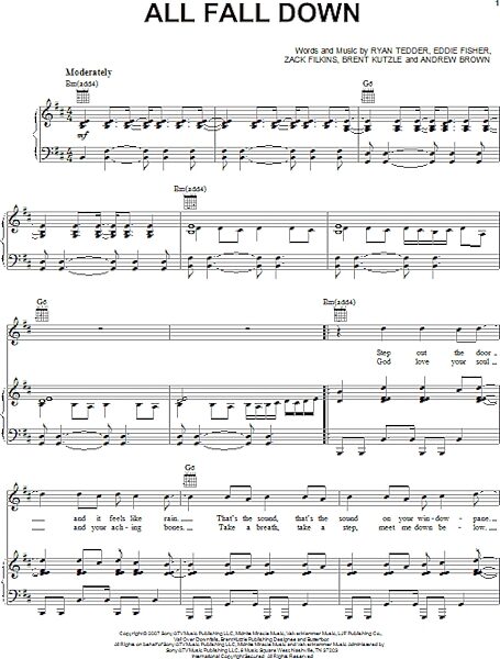 open zoom image for All Fall Down - Piano/Vocal/Guitar, New, Main