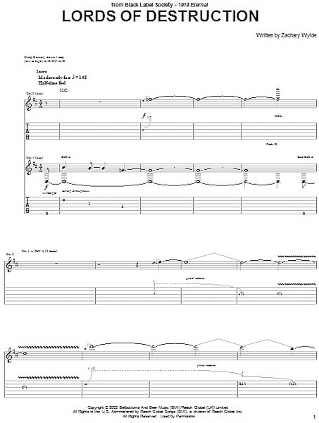 open zoom image for Lords Of Destruction - Guitar TAB, New, Main