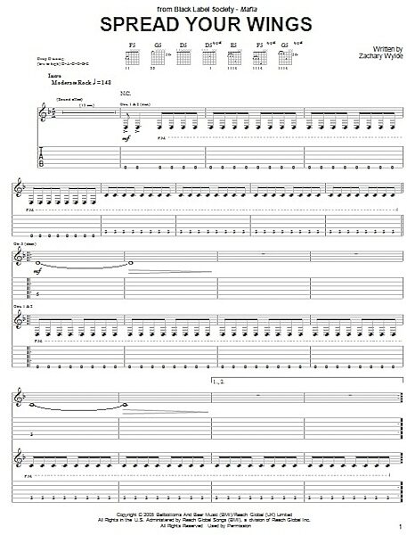 open zoom image for Spread Your Wings - Guitar TAB, New, Main