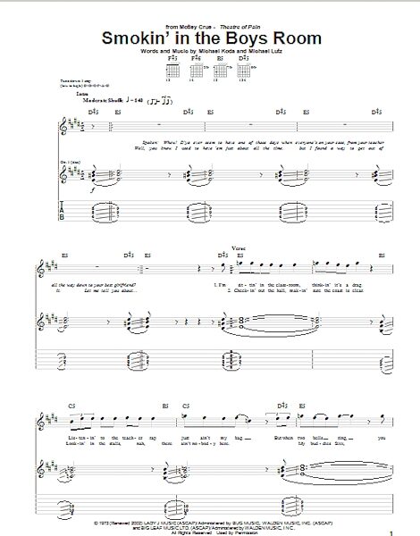 open zoom image for Smokin' In The Boys Room - Guitar TAB, New, Main