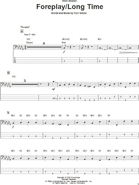 open zoom image for Foreplay/Long Time (Long Time) - Bass Tab, New, Main