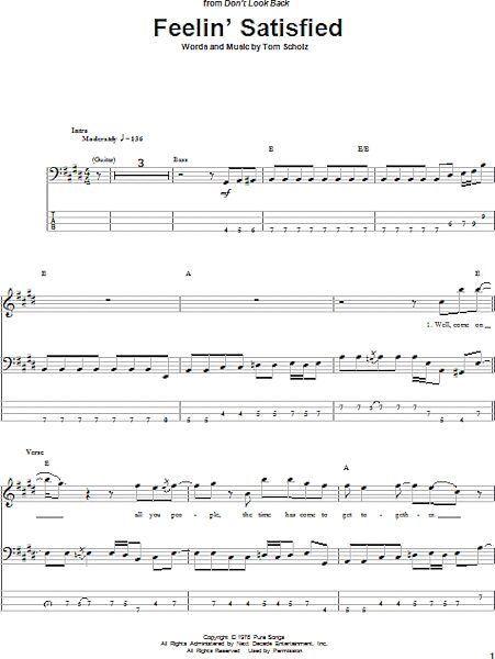 open zoom image for Feelin' Satisfied - Bass Tab, New, Main
