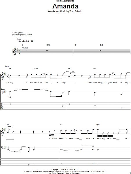 open zoom image for Amanda - Bass Tab, New, Main