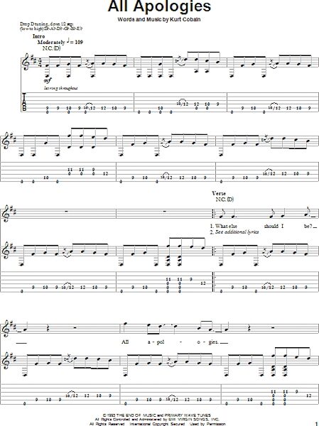 open zoom image for All Apologies - Guitar Tab Play-Along, New, Main