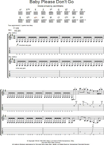 open zoom image for Baby, Please Don't Go - Guitar TAB, New, Main