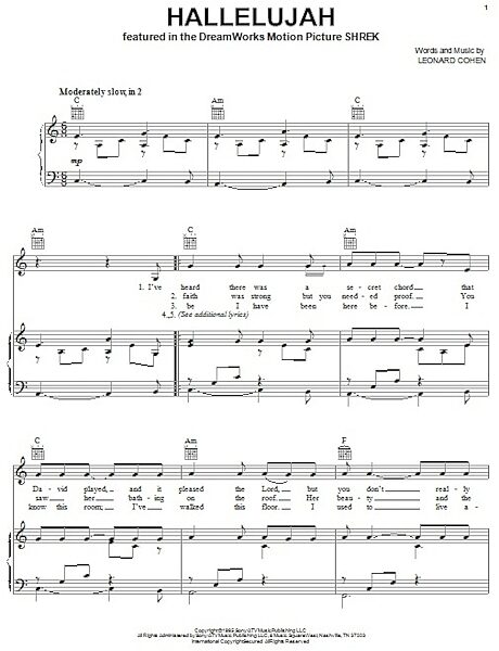 open zoom image for Hallelujah - Piano/Vocal/Guitar, New, Main