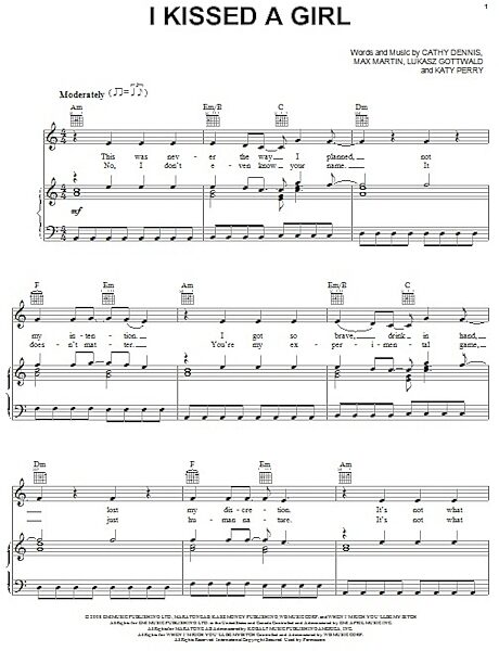 open zoom image for I Kissed A Girl - Piano/Vocal/Guitar, New, Main