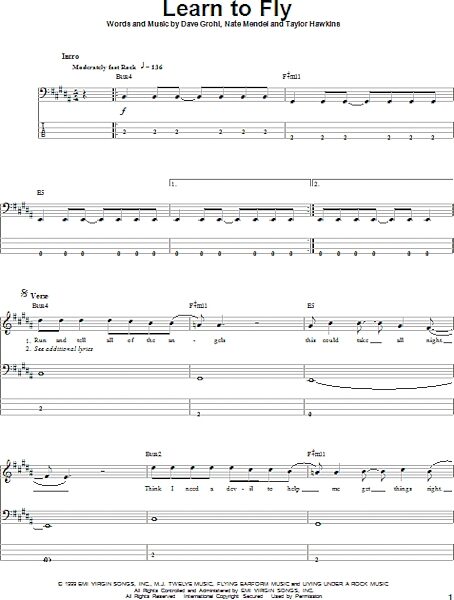 open zoom image for Learn To Fly - Bass Tab, New, Main