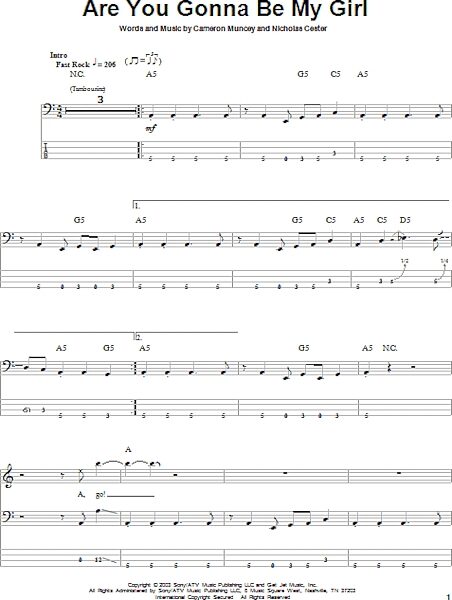 open zoom image for Are You Gonna Be My Girl - Bass Tab, New, Main