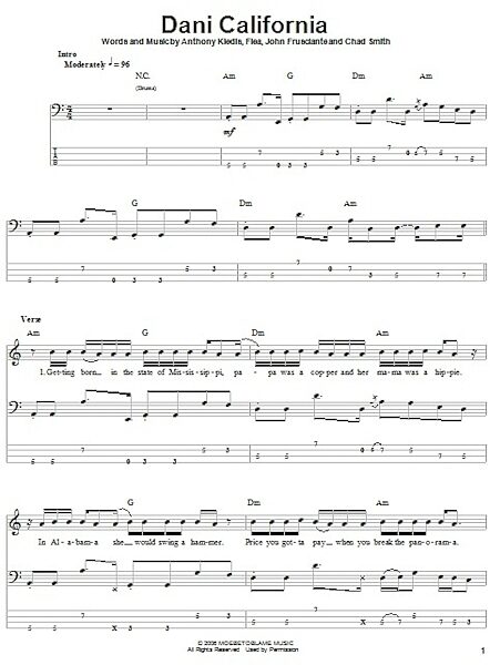 open zoom image for Dani California - Bass Tab, New, Main