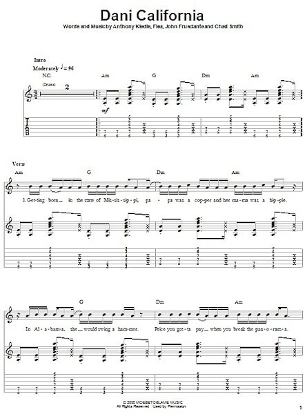 open zoom image for Dani California - Guitar Tab Play-Along, New, Main