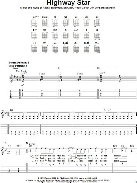 open zoom image for Highway Star - Easy Guitar with TAB, New, Main