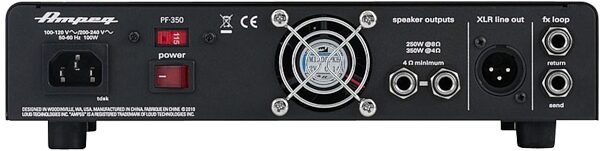 open zoom image for Ampeg Portaflex PF-350 Bass Amplifier Head (350 Watts), Rear