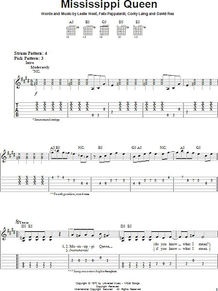 open zoom image for Mississippi Queen - Easy Guitar with TAB, New, Main