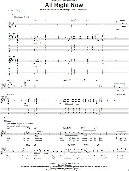 open zoom image for All Right Now - Guitar TAB, New, Main