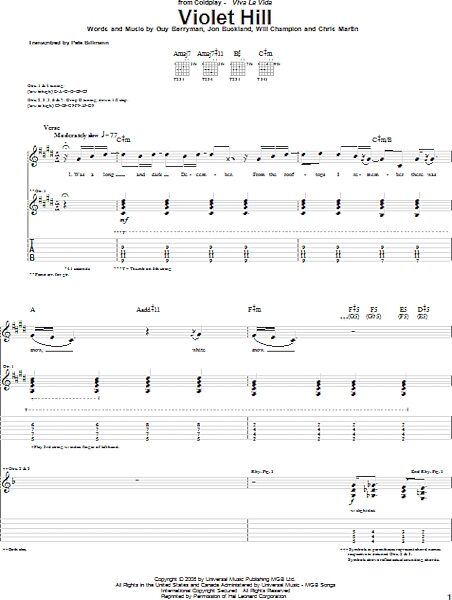 open zoom image for Violet Hill - Guitar TAB, New, Main