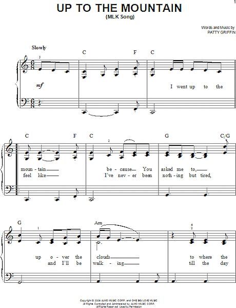 open zoom image for Up To The Mountain (MLK Song) - Easy Piano, New, Main