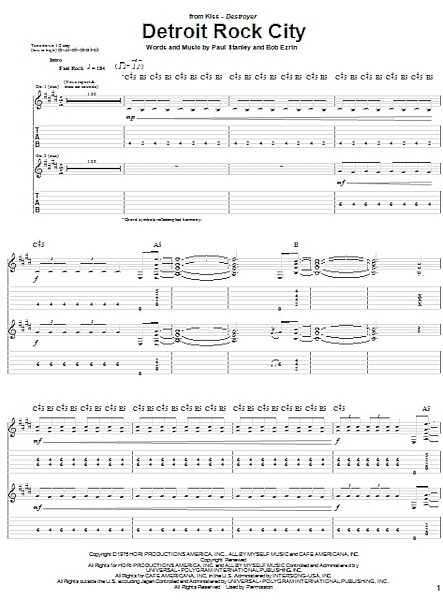 open zoom image for Detroit Rock City - Guitar TAB, New, Main