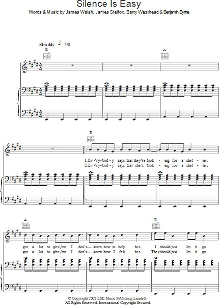 open zoom image for Silence Is Easy - Piano/Vocal/Guitar, New, Main