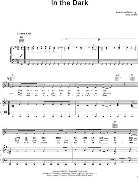 open zoom image for In The Dark - Piano/Vocal/Guitar, New, Main