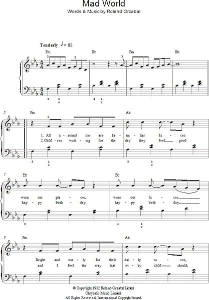 open zoom image for Mad World - Easy Piano, New, Main
