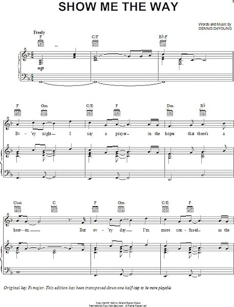 open zoom image for Show Me The Way - Piano/Vocal/Guitar, New, Main