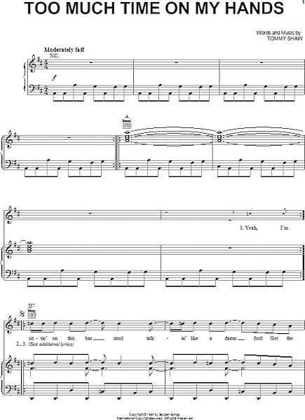 open zoom image for Too Much Time On My Hands - Piano/Vocal/Guitar, New, Main