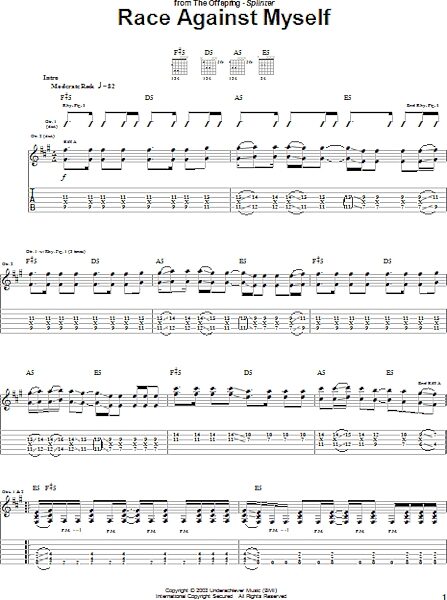 open zoom image for Race Against Myself - Guitar TAB, New, Main