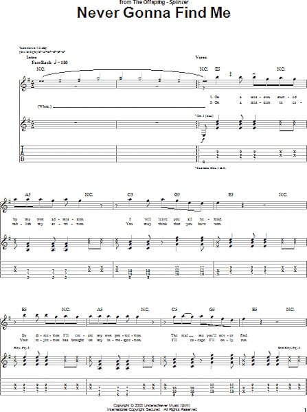 open zoom image for Never Gonna Find Me - Guitar TAB, New, Main