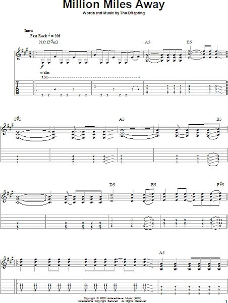 open zoom image for Million Miles Away - Guitar Tab Play-Along, New, Main