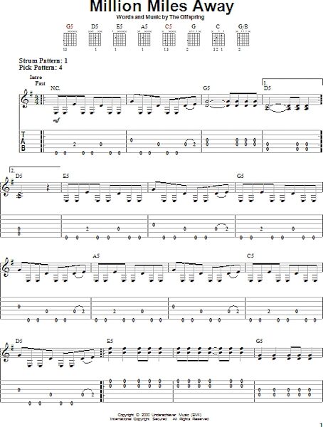 open zoom image for Million Miles Away - Easy Guitar with TAB, New, Main