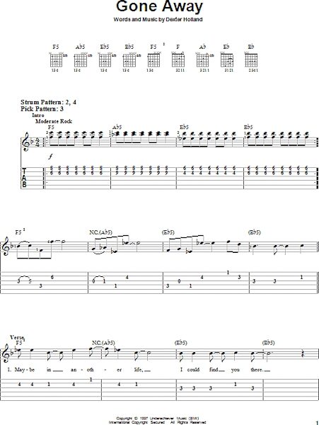 open zoom image for Gone Away - Easy Guitar with TAB, New, Main