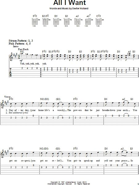 open zoom image for All I Want - Easy Guitar with TAB, New, Main
