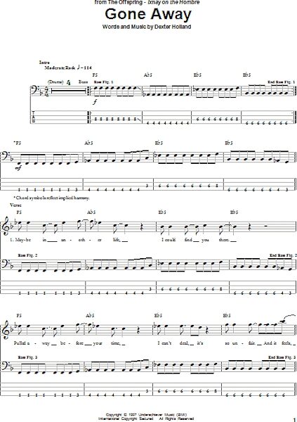 open zoom image for Gone Away - Bass Tab, New, Main