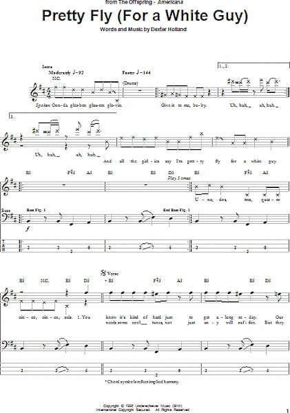 open zoom image for Pretty Fly (For A White Guy) - Bass Tab, New, Main