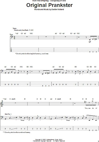 open zoom image for Original Prankster - Bass Tab, New, Main