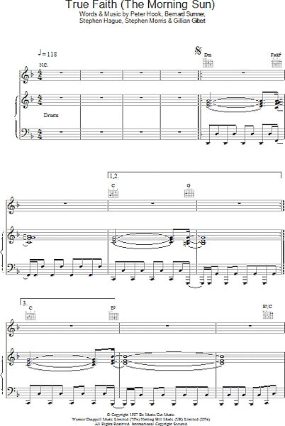 open zoom image for True Faith - Piano/Vocal/Guitar, New, Main