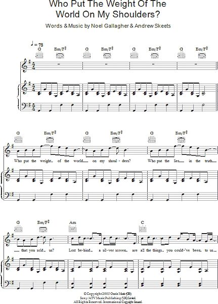 open zoom image for Who Put The Weight Of The World On My Shoulders? - Piano/Vocal/Guitar, New, Main