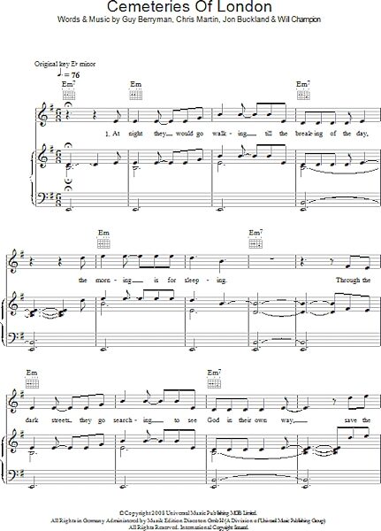 open zoom image for Cemeteries Of London - Piano/Vocal/Guitar, New, Main