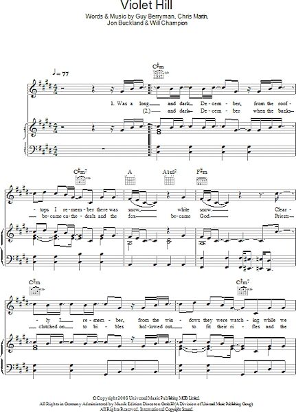 open zoom image for Violet Hill - Piano/Vocal/Guitar, New, Main