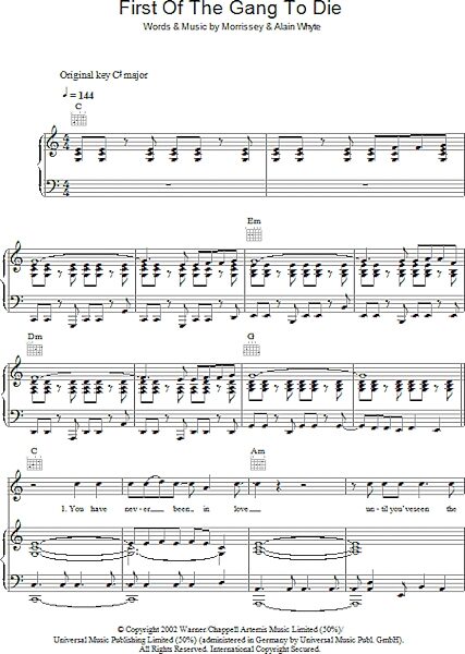 open zoom image for First Of The Gang To Die - Piano/Vocal/Guitar, New, Main