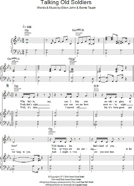open zoom image for Talking Old Soldiers - Piano/Vocal/Guitar, New, Main