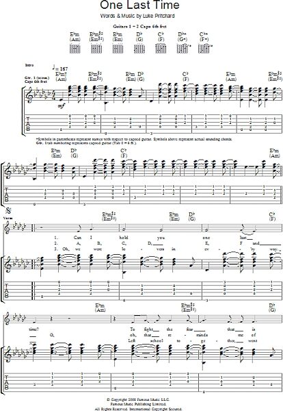 open zoom image for One Last Time - Guitar TAB, New, Main